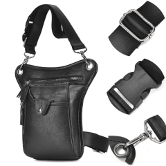 Men's Leather Crossbody Bag Multi-pocket Multifunctional Small Pouch Waist Bag Motorcycle Tool Bag