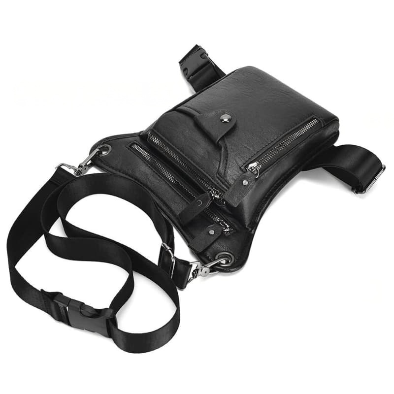 Men's Leather Crossbody Bag Multi-pocket Multifunctional Small Pouch Waist Bag Motorcycle Tool Bag