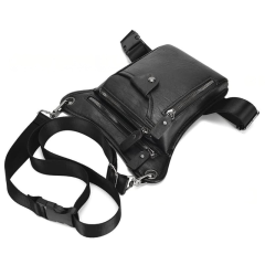 Men's Leather Crossbody Bag Multi-pocket Multifunctional Small Pouch Waist Bag Motorcycle Tool Bag