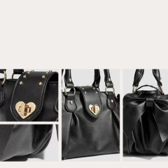 Pleated handbag crossbody bag niche design heart-shaped buckle shoulder bag