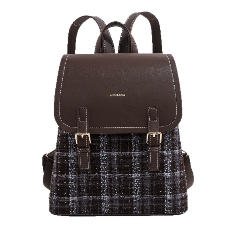 PU Plaid Woolen Backpack, Casual Stylish Commuter Bag