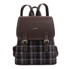 PU Plaid Woolen Backpack, Casual Stylish Commuter Bag