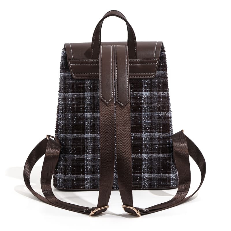 PU Plaid Woolen Backpack, Casual Stylish Commuter Bag