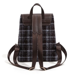 PU Plaid Woolen Backpack, Casual Stylish Commuter Bag