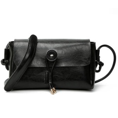 Korean-Style Square Crossbody Bag For Women, Made Of Oil Wax Leather, Fashionable Shoulder Bag
