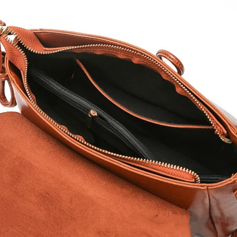 Korean-Style Square Crossbody Bag For Women, Made Of Oil Wax Leather, Fashionable Shoulder Bag