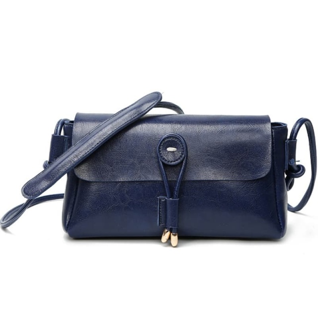 Korean-Style Square Crossbody Bag For Women, Made Of Oil Wax Leather, Fashionable Shoulder Bag
