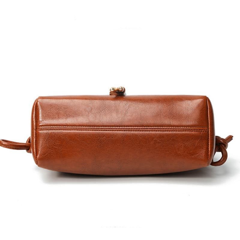 Korean-Style Square Crossbody Bag For Women, Made Of Oil Wax Leather, Fashionable Shoulder Bag