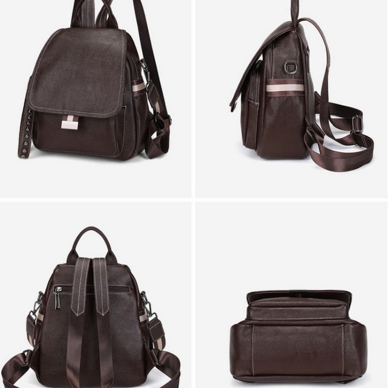 New Style PU Women's Bag, Flap Large-Capacity Backpack, Soft Leather Travel Bag