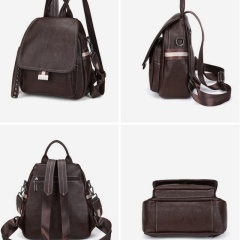New Style PU Women's Bag, Flap Large-Capacity Backpack, Soft Leather Travel Bag