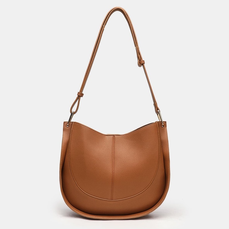 Soft Leather Women's Saddle Bag, Large Capacity Shoulder & Crossbody Bucket Bag