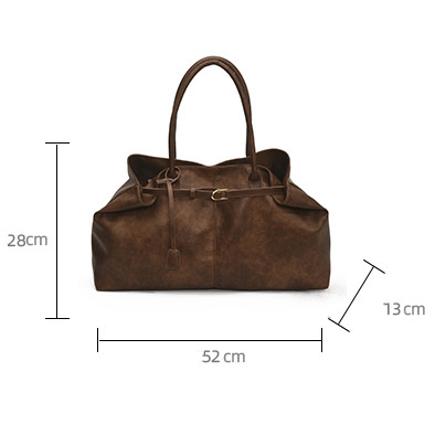 Women's Large Capacity PU Leather Tote Bag Vintage Shoulder Bag for Travel & Everyday Use