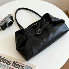 Women's Large Capacity PU Leather Tote Bag Vintage Shoulder Bag for Travel & Everyday Use