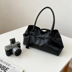 Women's Large Capacity PU Leather Tote Bag Vintage Shoulder Bag for Travel & Everyday Use