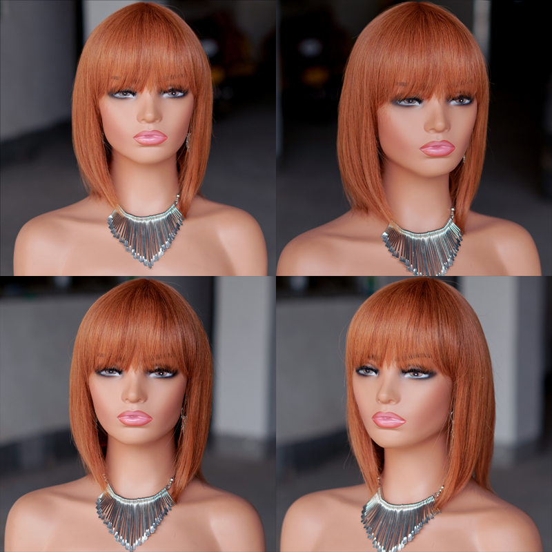 Short pixie wig with bang Machine Made 100% human hair wig :wholesale MOQ 5 Pcs