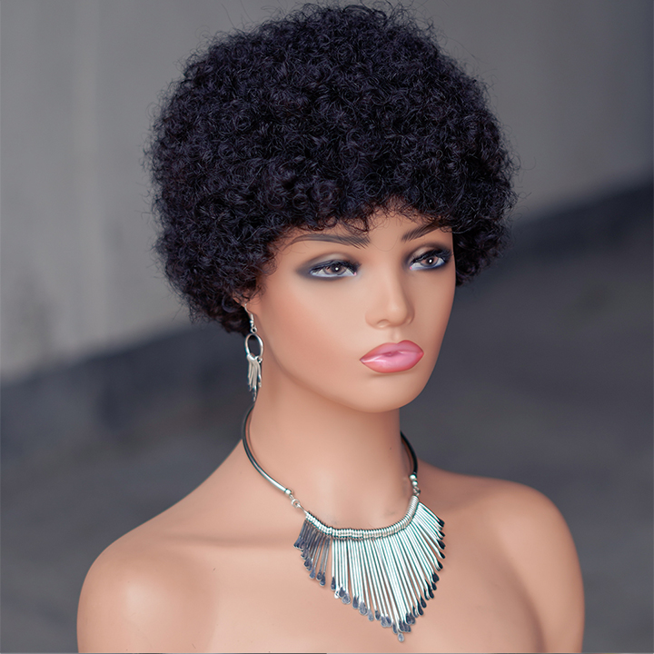 No lace short Afro wig Machine Made 100% human hair wig :wholesale MOQ 5 Pcs