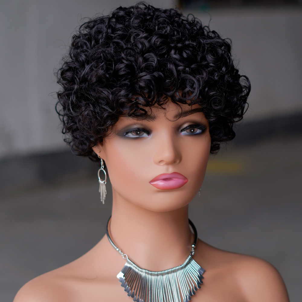 10 COLORS No lace short PIXIE wig Machine Made 100% human hair wig :wholesale MOQ 5 Pcs