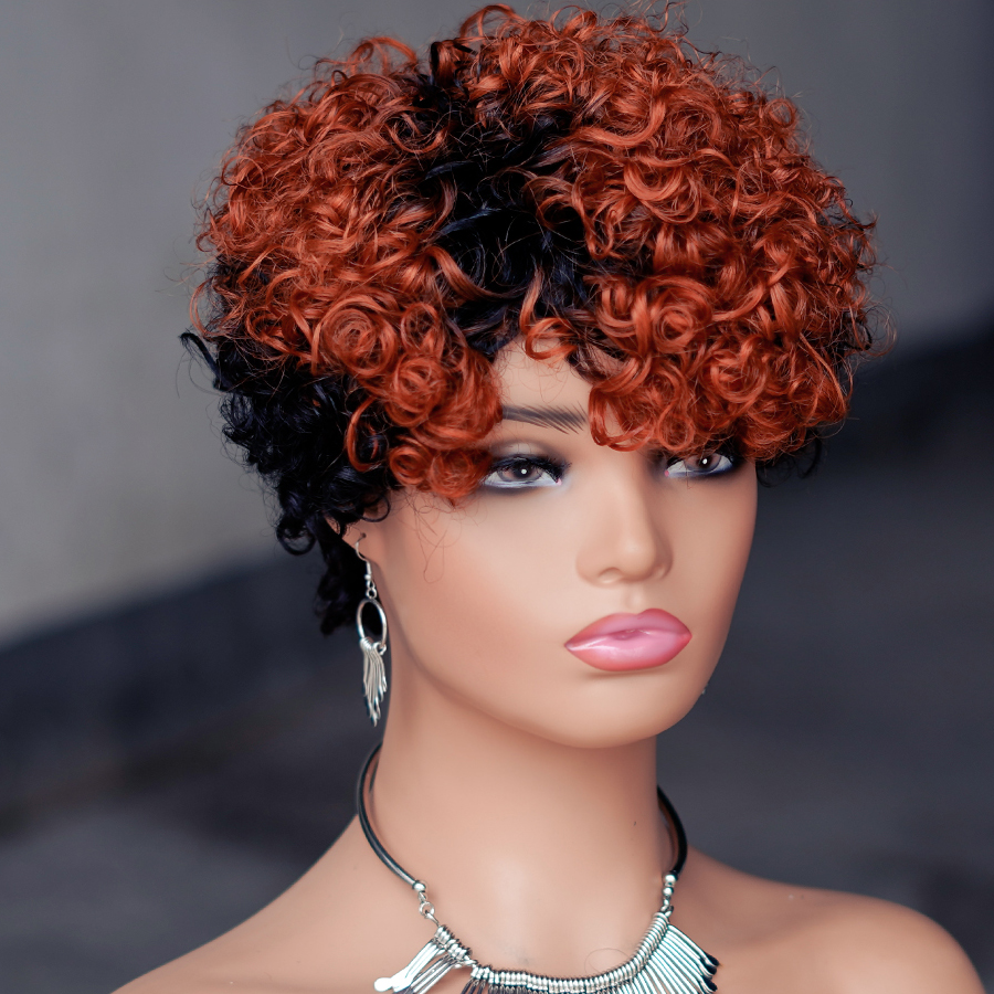 10 COLORS No lace short PIXIE wig Machine Made 100% human hair wig :wholesale MOQ 5 Pcs