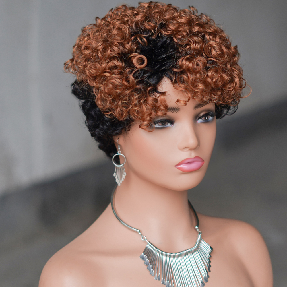 10 COLORS No lace short PIXIE wig Machine Made 100% human hair wig :wholesale MOQ 5 Pcs