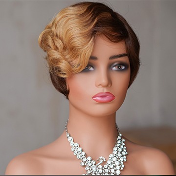 No lace short PIXIE wig Machine Made 100% human hair wig :wholesale MOQ 5 Pcs