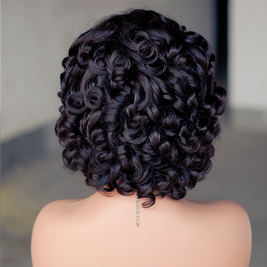 300% high density short curly wig with bang Machine Made 100% human hair wig :wholesale MOQ 5 Pcs