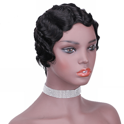 No lace short curly wig Machine Made 100% human hair wig :wholesale MOQ 5 Pcs