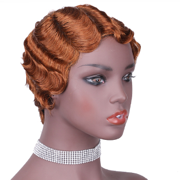 No lace short curly wig Machine Made 100% human hair wig :wholesale MOQ 5 Pcs