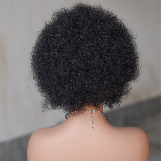 8"-10" Afro wig with bang Machine Made 100% human hair wig :wholesale MOQ 5 Pcs