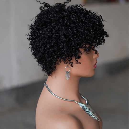 short PIXIE wig with bang Machine Made 100% human hair wig :wholesale MOQ 5 Pcs