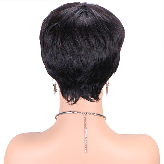 short PIXIE wig with bang Machine Made 100% human hair wig :wholesale MOQ 5 Pcs