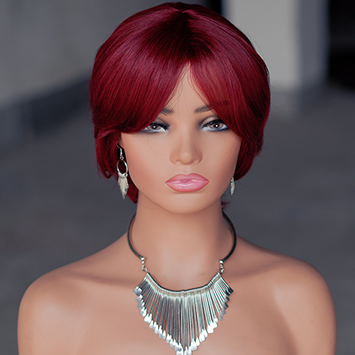 6 color short PIXIE wig Machine Made 100% human hair wig :wholesale MOQ 5 Pcs