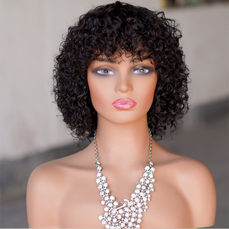 short PIXIE wig with bang Machine Made 100% human hair wig :wholesale MOQ 5 Pcs