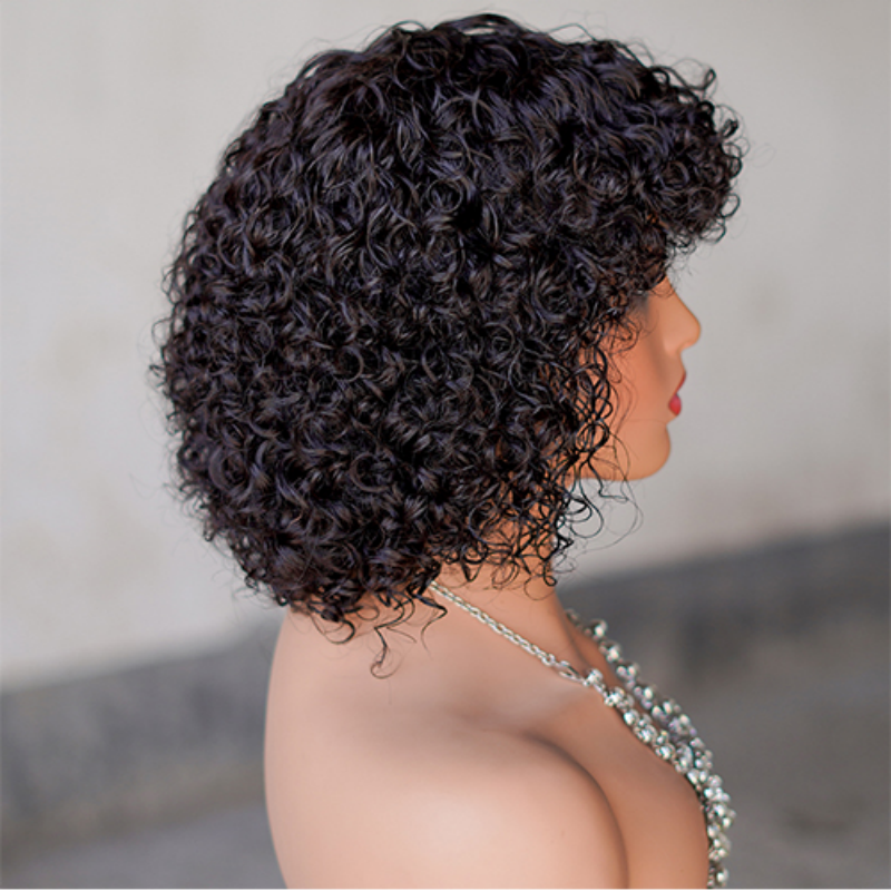 short PIXIE wig with bang Machine Made 100% human hair wig :wholesale MOQ 5 Pcs