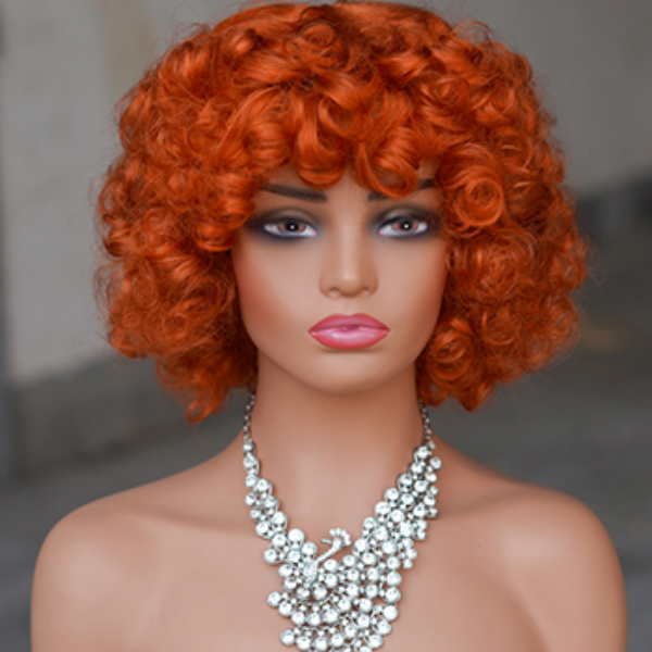 High density short PIXIE wig with bang Machine Made 100% human hair wig :wholesale MOQ 5 Pcs