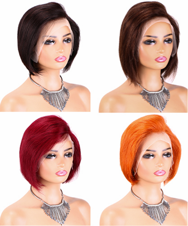 13X4 PIXIE WIG C-part Multiple colors. 100% human hair wig :wholesale MOQ 5 Pcs
