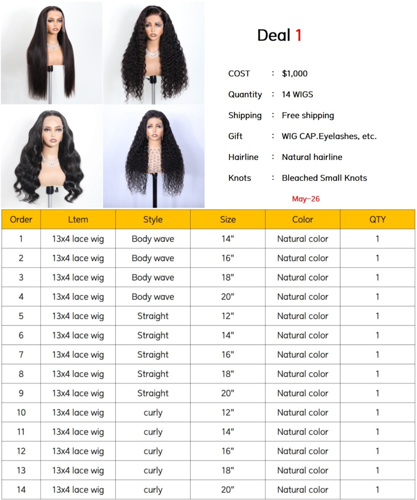 $1000 wigs Deal 13x4 / 13x6 lace wig 180% density Different options for beginners