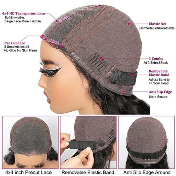 Straight Glueless lace wig 4x4 5x5 8x5 Lace Wear Go Wig 100% Human virgin Hair