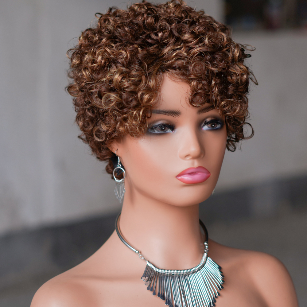 10 COLORS No lace short PIXIE wig Machine Made 100% human hair wig :wholesale MOQ 5 Pcs