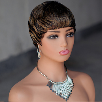 No lace short curly wig Machine Made 100% human hair wig :wholesale MOQ 5 Pcs