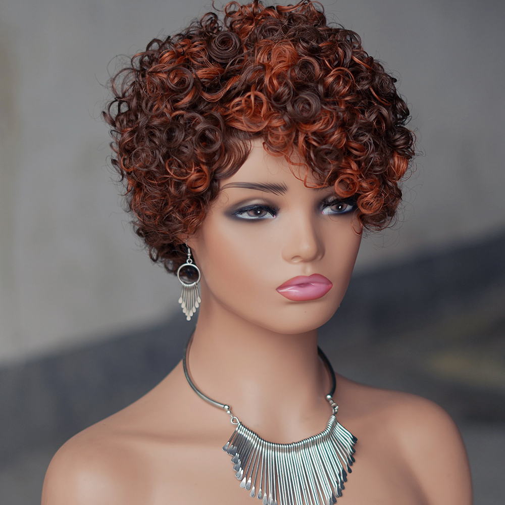 10 COLORS No lace short PIXIE wig Machine Made 100% human hair wig :wholesale MOQ 5 Pcs