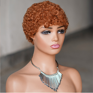No lace short curly wig Machine Made 100% human hair wig :wholesale MOQ 5 Pcs