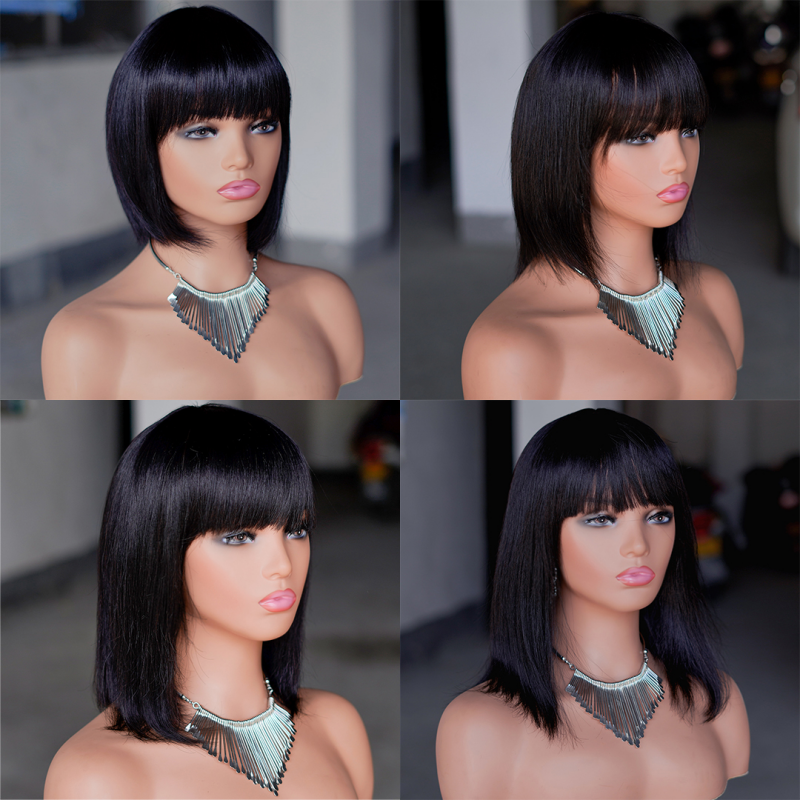 Short pixie wig with bang Machine Made 100% human hair wig :wholesale MOQ 5 Pcs
