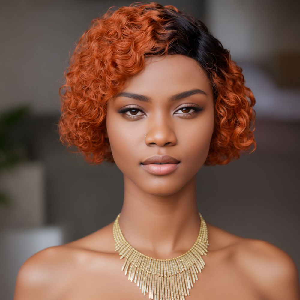 No lace short PIXIE wig Machine Made 100% human hair wig :wholesale MOQ 5 Pcs