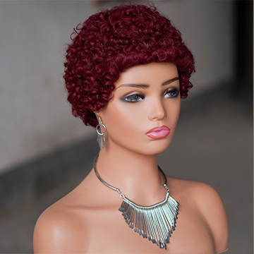 No lace short curly wig Machine Made 100% human hair wig :wholesale MOQ 5 Pcs