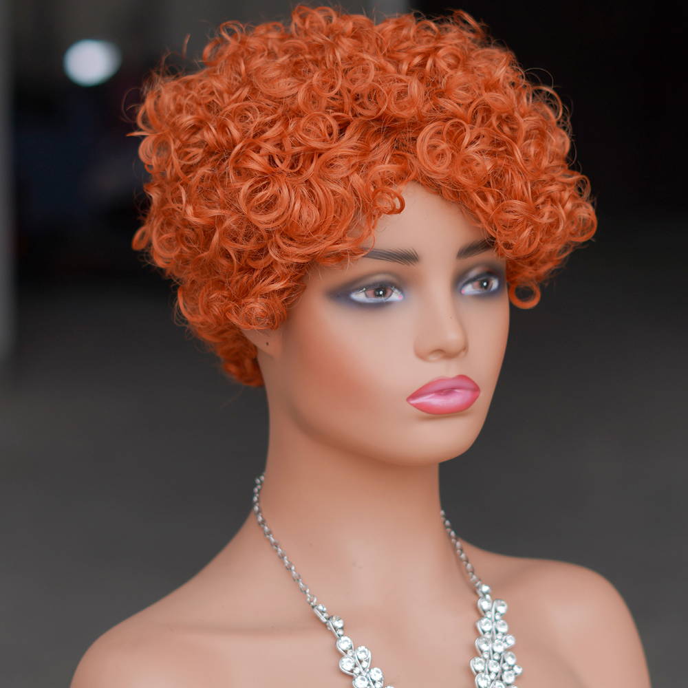 10 COLORS No lace short PIXIE wig Machine Made 100% human hair wig :wholesale MOQ 5 Pcs