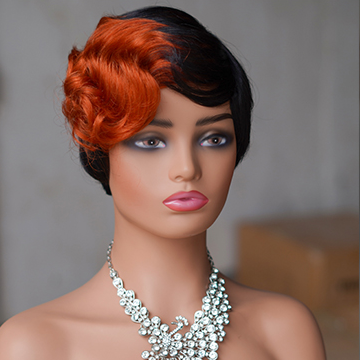 No lace short PIXIE wig Machine Made 100% human hair wig :wholesale MOQ 5 Pcs
