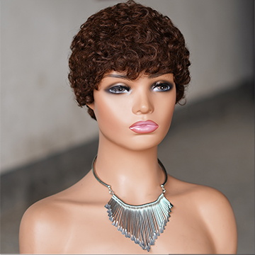 No lace short curly wig Machine Made 100% human hair wig :wholesale MOQ 5 Pcs