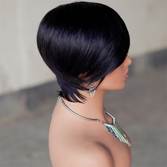 short PIXIE wig with bang Machine Made 100% human hair wig :wholesale MOQ 5 Pcs