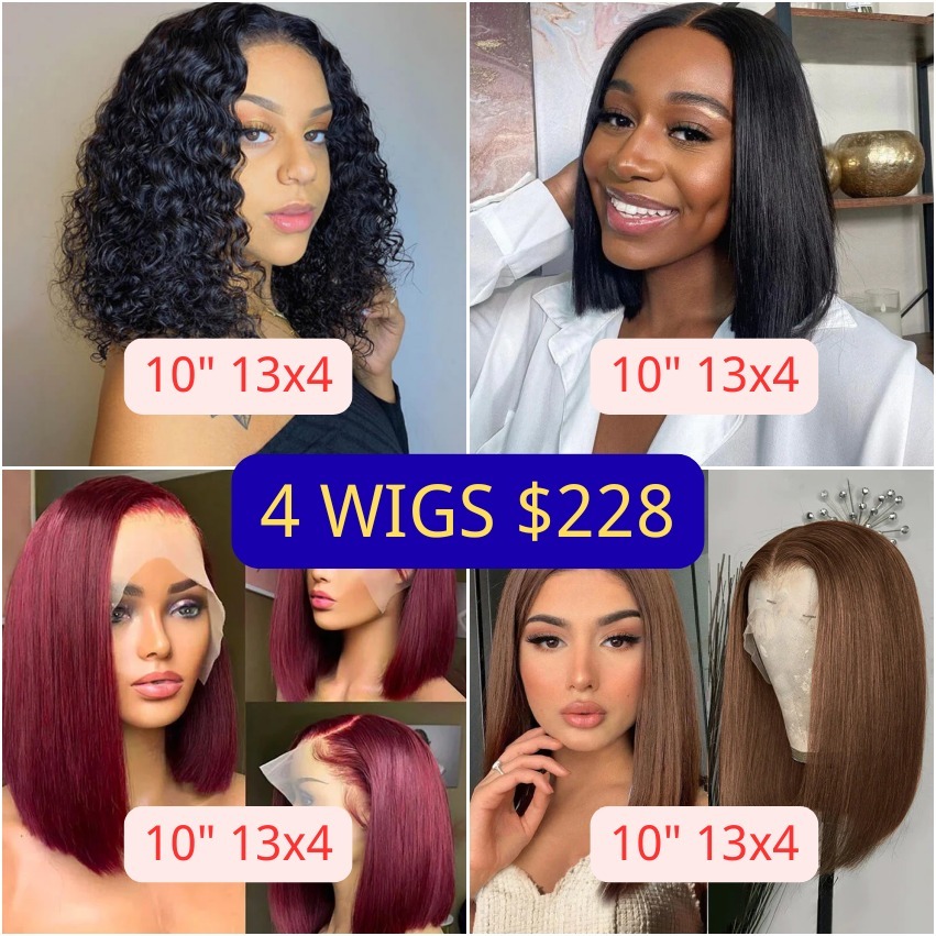 $228  4 PCS 13X4  BOB WIGS DEAL