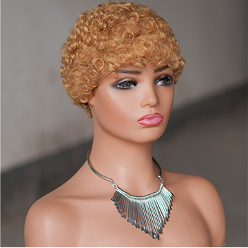 No lace short curly wig Machine Made 100% human hair wig :wholesale MOQ 5 Pcs